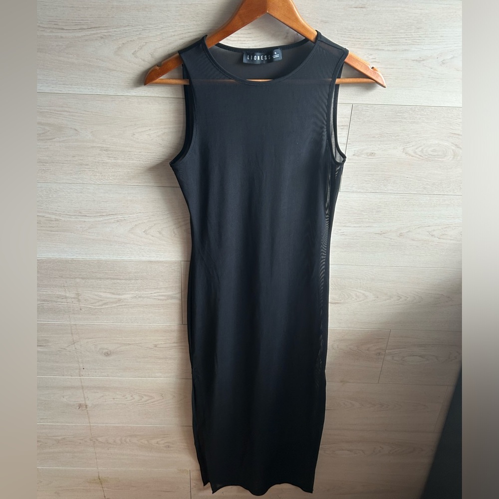 Lioness Black Mesh Midi Dress Size Small